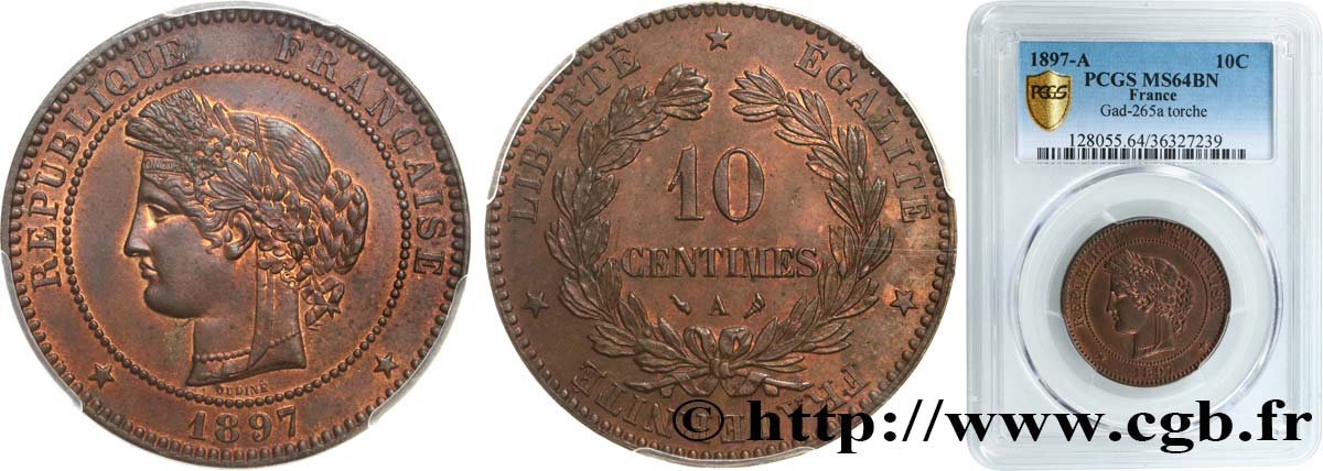 10 centimes Cérès 1897 Paris F.135/44 SC64 PCGS