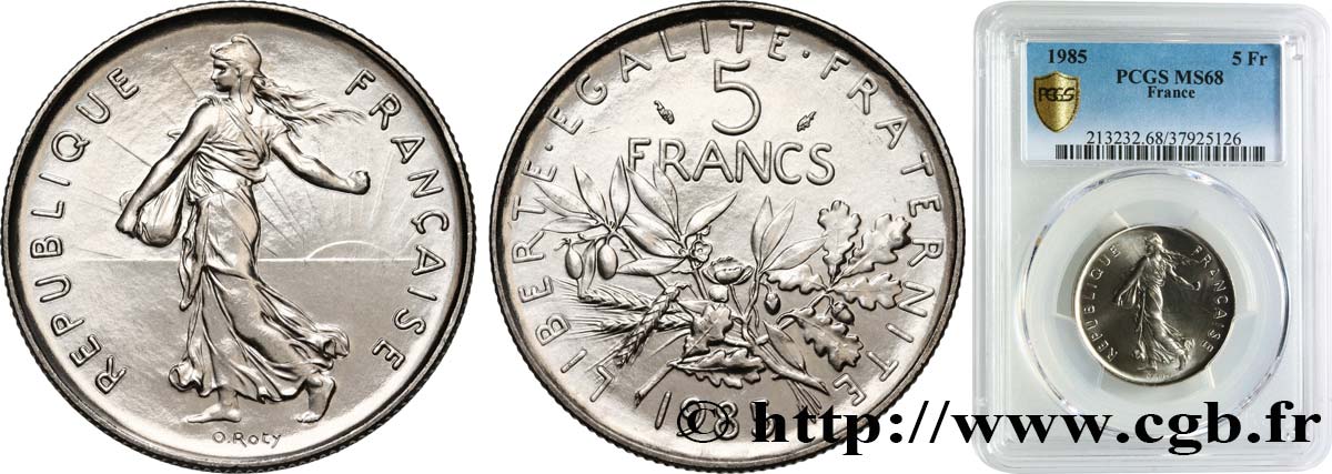 5 francs Semeuse, nickel 1985 Pessac F.341/17 MS68 PCGS