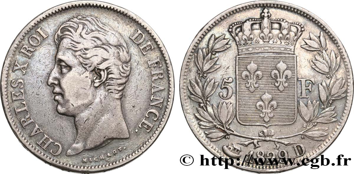 5 francs Charles X, 2e type 1829 Lyon F.311/30 TB35 