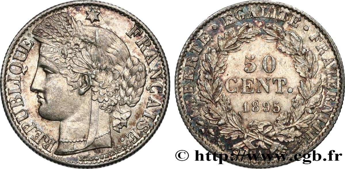 50 centimes Cérès, IIIe République 1895 Paris F.189/16 EBC62 