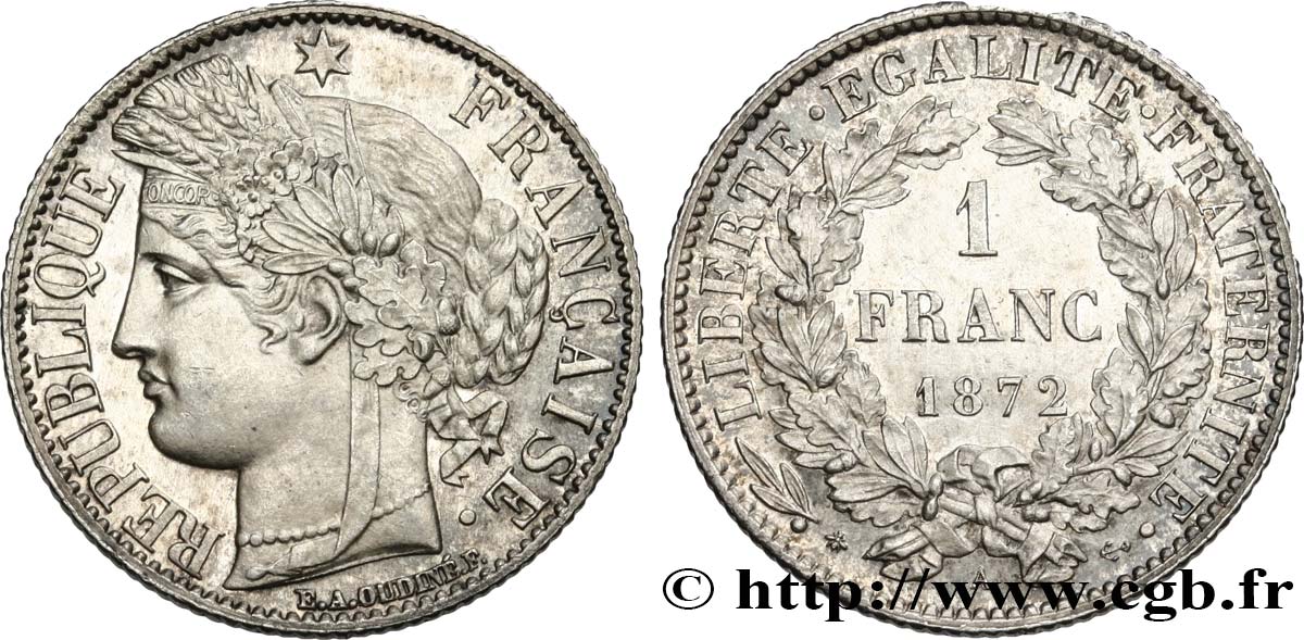 1 franc Cérès, IIIe République 1872 Paris F.216/5 MS 
