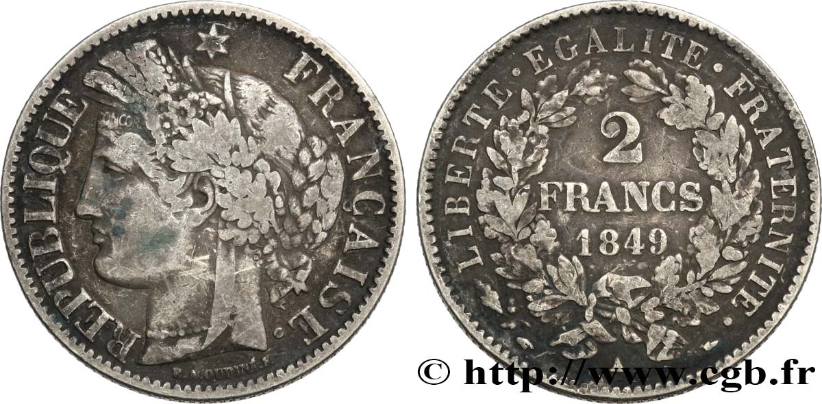 2 francs Cérès, IIe République 1849 Paris F.261/1 S 