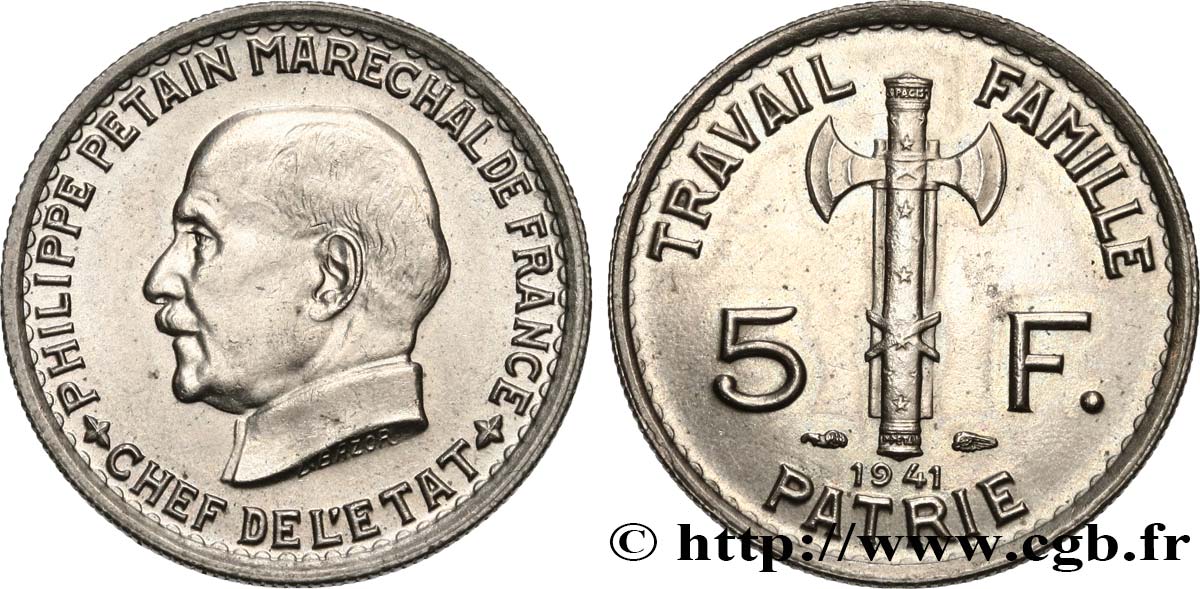 5 francs Pétain  1941  F.338/2 VZ62 