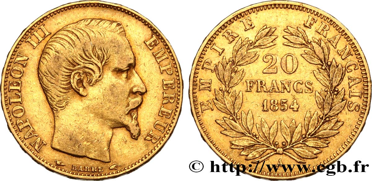 Valeur Piece 20 Francs Or Napoleon 3 1854