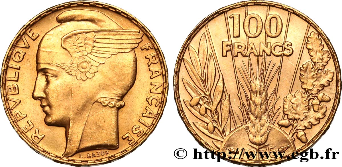 100 francs or, Bazor 1935 Paris F.554/6 SPL63 