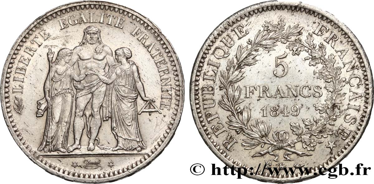 5 Francs Hercule IIe République 1849 A.1 