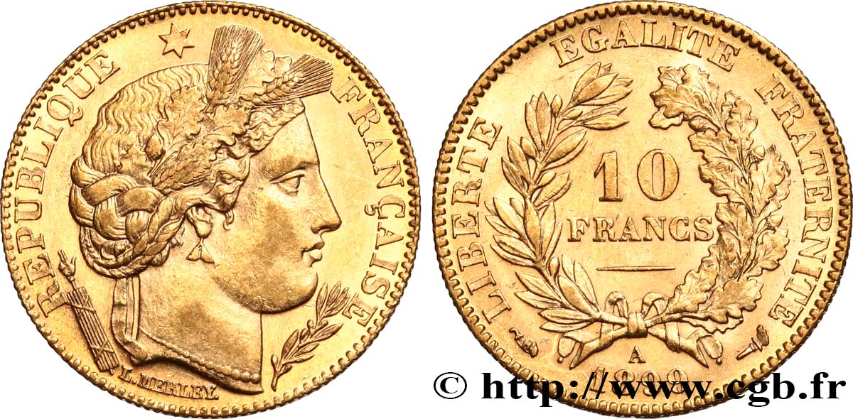 10 francs or Cérès, Troisième République 1899 Paris F.508/5 SPL60 