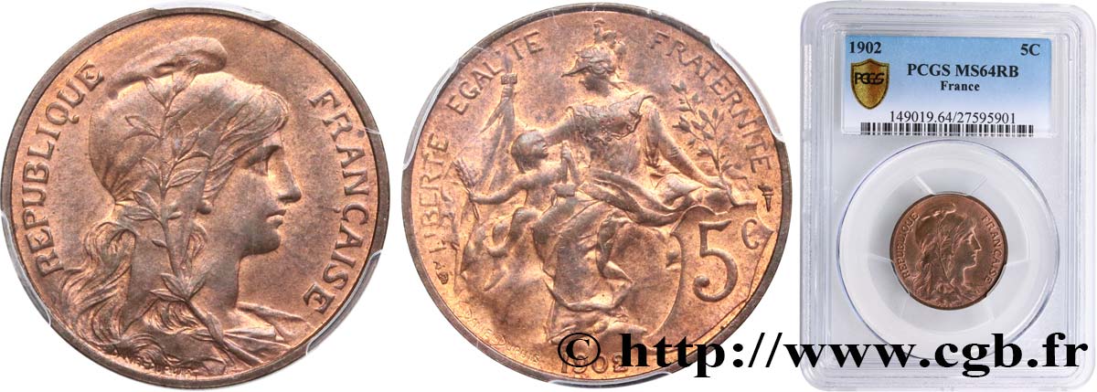 5 centimes Daniel-Dupuis 1902  F.119/12 SC64 PCGS