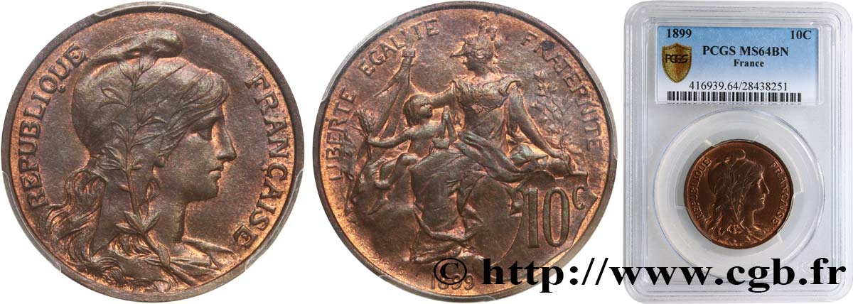 10 centimes Daniel-Dupuis 1899  F.136/7 fST64 PCGS