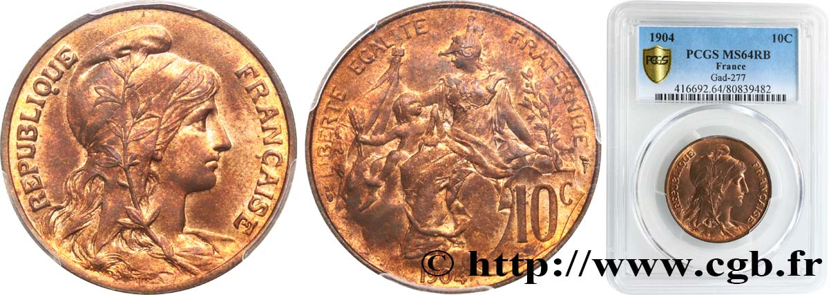 10 centimes Daniel-Dupuis 1904  F.136/13 SC64 PCGS