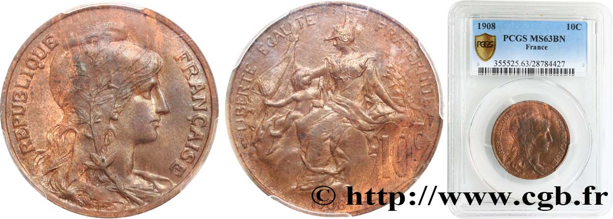 10 centimes Daniel-Dupuis 1908  F.136/17 MS63 PCGS