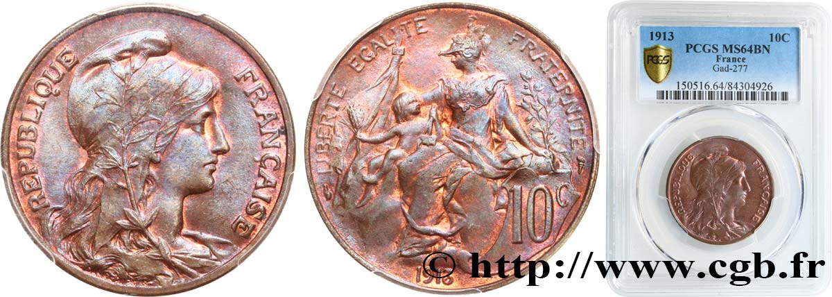 10 centimes Daniel-Dupuis 1913  F.136/22 SC64 PCGS