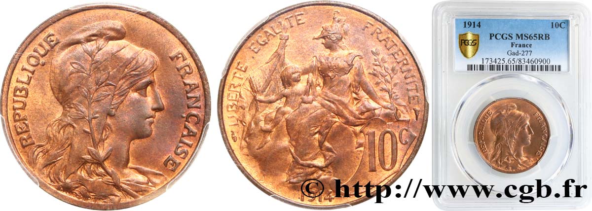 10 centimes Daniel-Dupuis 1914  F.136/23 FDC65 PCGS