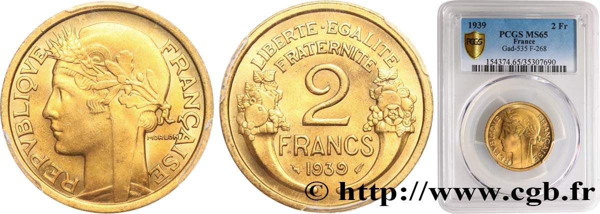 2 francs Morlon 1939  F.268/12 MS65 PCGS