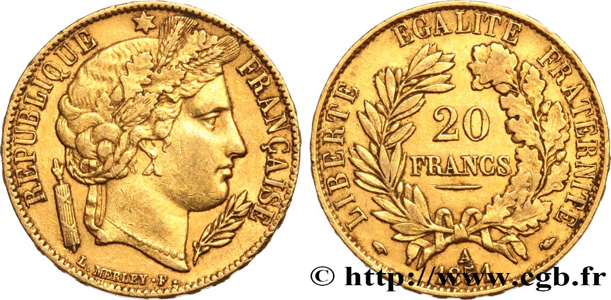 20 francs or Cérès 1851 Paris F.529/4 SS48 