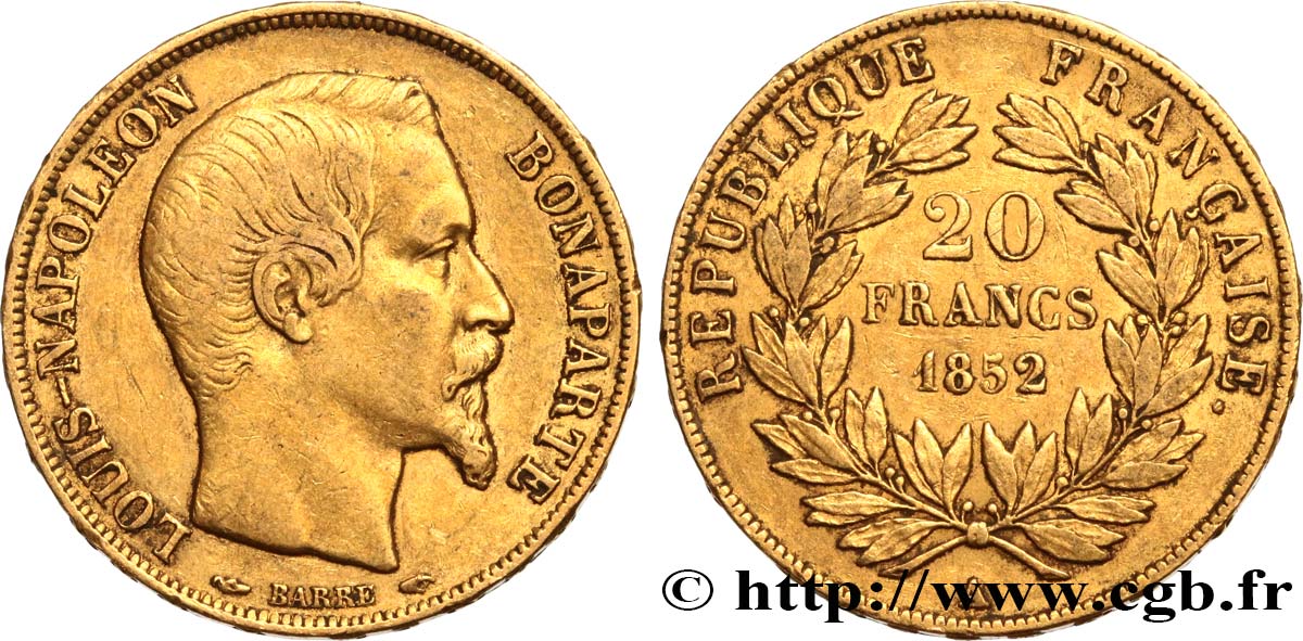 20 francs or Louis-Napoléon 1852 Paris F.530/1 TB35 