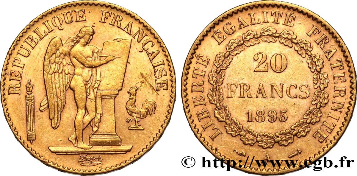 20 francs or Génie, IIIe République 1895 Paris F.533/19 MBC 