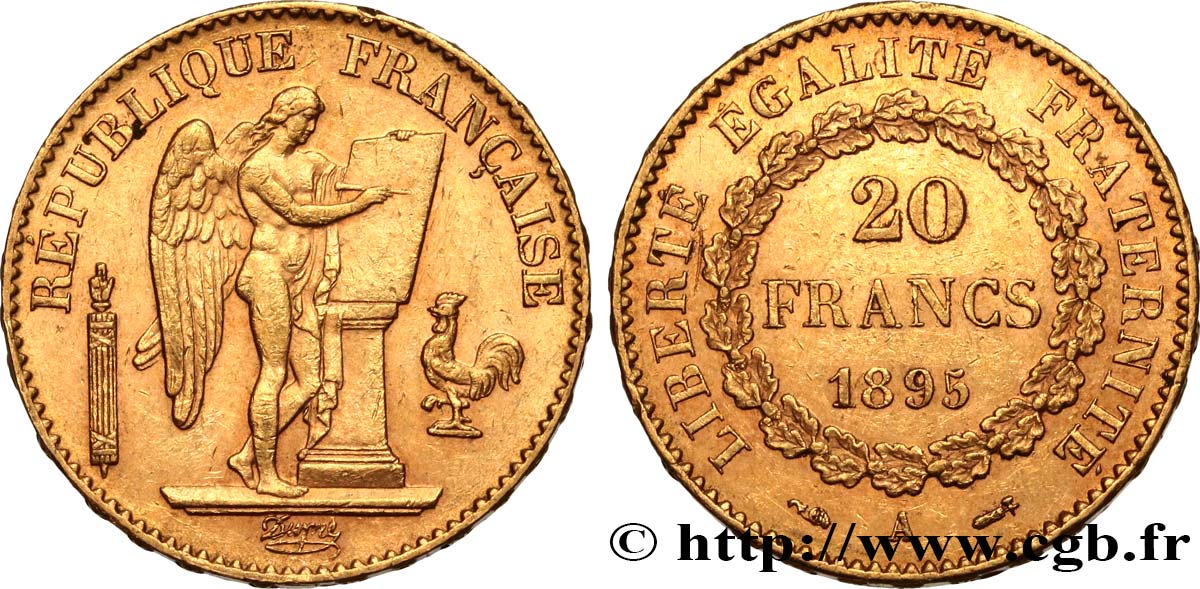 20 francs or Génie, IIIe République 1895 Paris F.533/19 BB50 