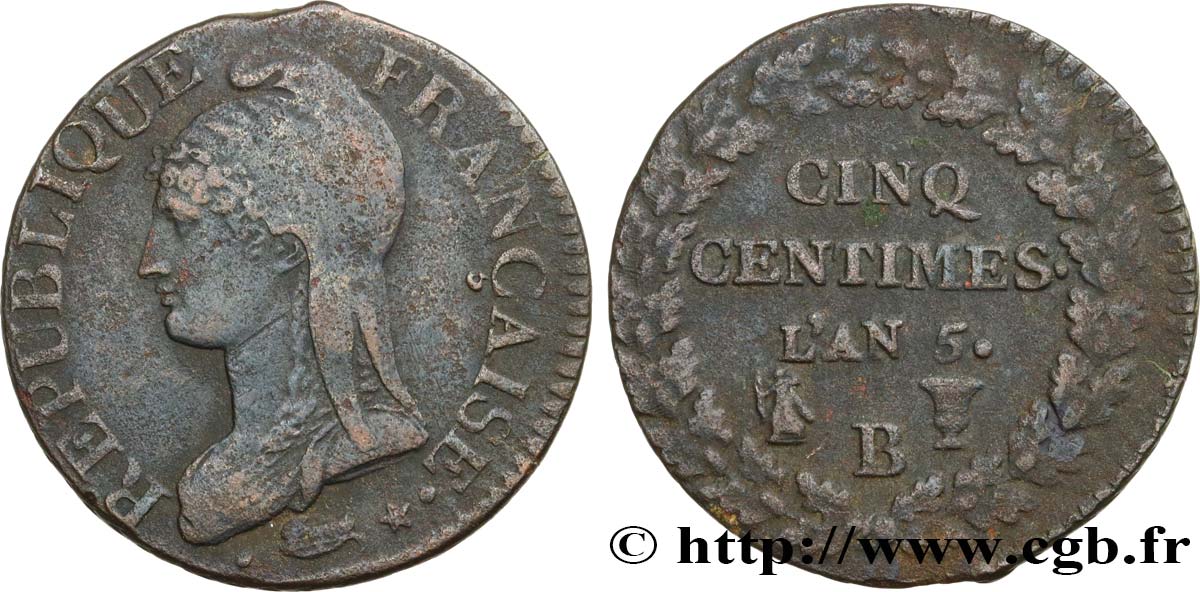 Cinq centimes Dupré, grand module 1797 Rouen F.115/15 BC35 