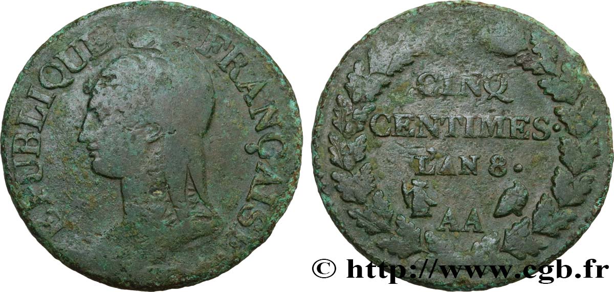 Cinq centimes Dupré, grand module 1800 Metz F.115/102 BC20 