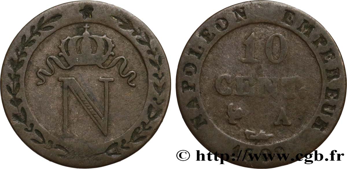 10 cent. à l N couronnée 1809 Paris F.130/10 BC20 