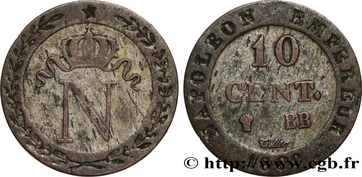 10 cent. à l N couronnée 1809 Strasbourg F.130/12 BC35 