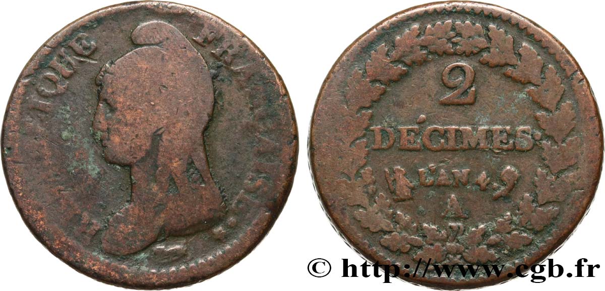 2 décimes Dupré 1796 Paris F.145/1 MB15 
