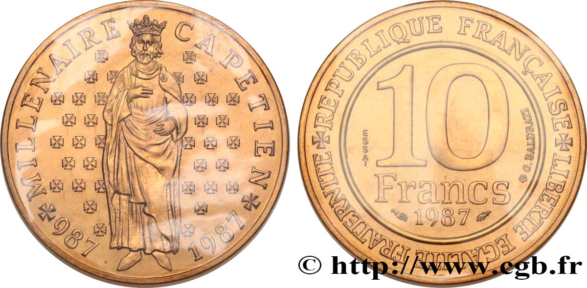 Essai de 10 francs Millénaire Capétien 1987 Pessac F.371/1 MS 