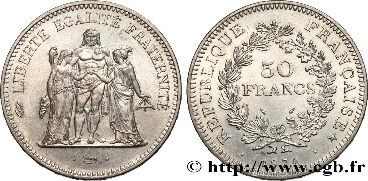 50 francs Hercule, avers de la 20 francs 1974  F.426/1 VZ 