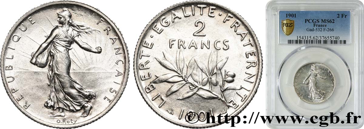 2 francs Semeuse 1901 Paris F.266/6 VZ62 PCGS