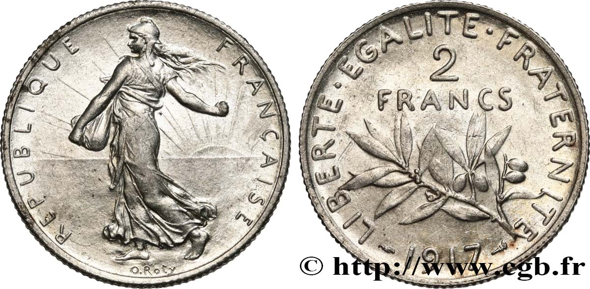 2 francs Semeuse 1917  F.266/19 VZ58 