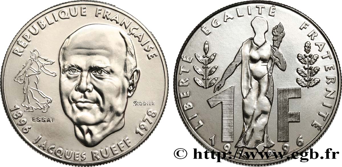 Essai de 1 franc Jacques Rueff 1996 Pessac F.231/1 ST 