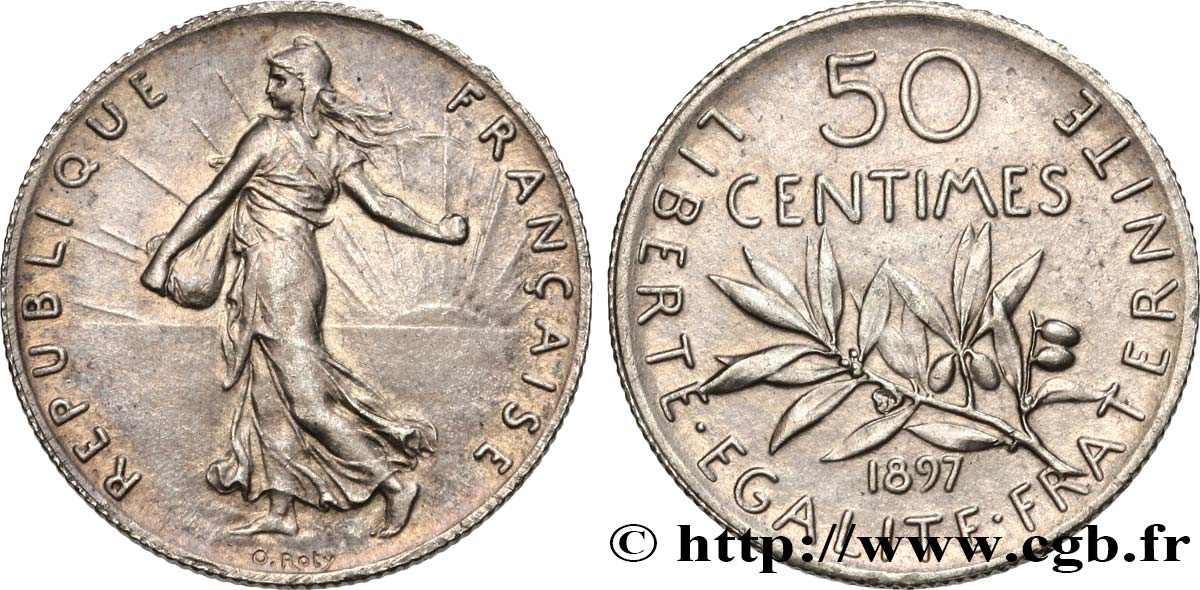 50 centimes Semeuse 1897 Paris F.190/1 EBC 
