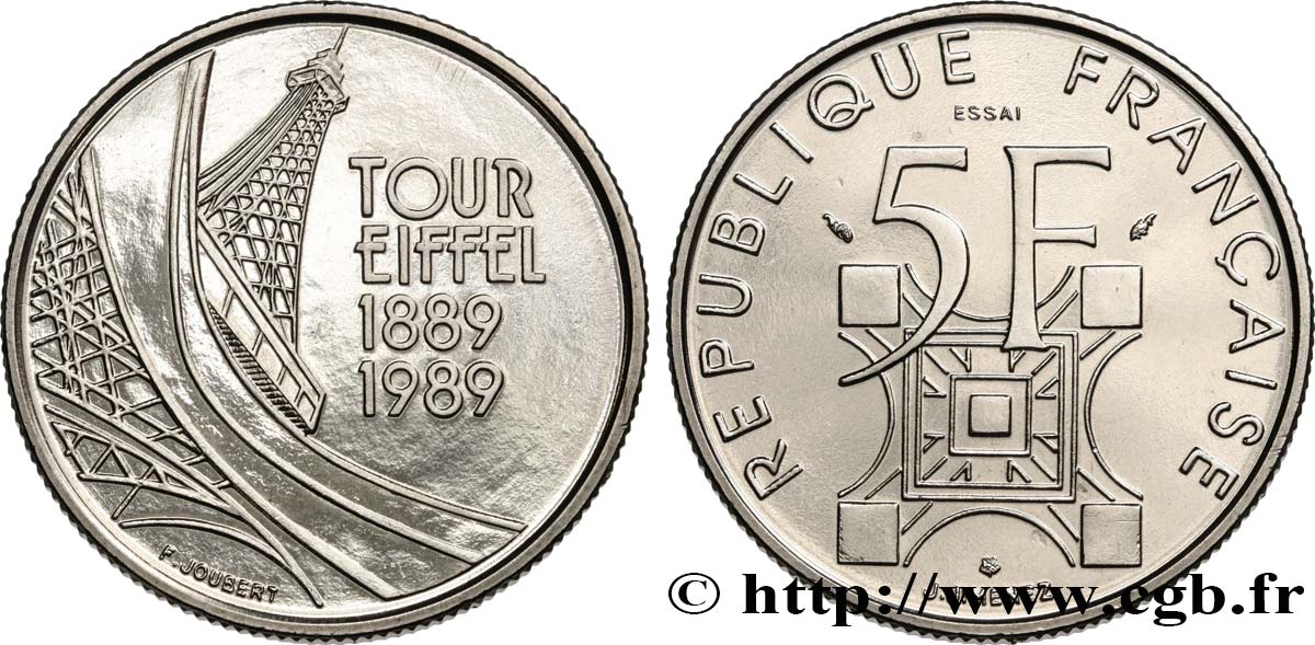 Essai de 5 francs Tour Eiffel 1989 Pessac F.342/1 SPL 