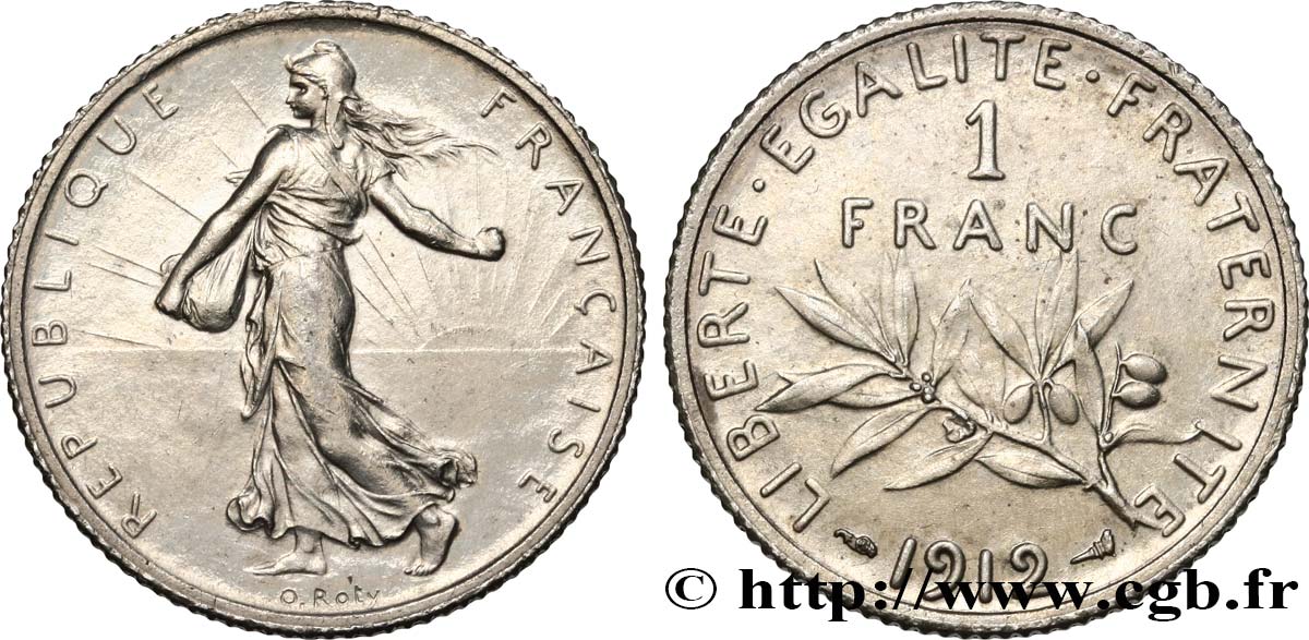 1 franc Semeuse 1912 Paris F.217/17 EBC58 