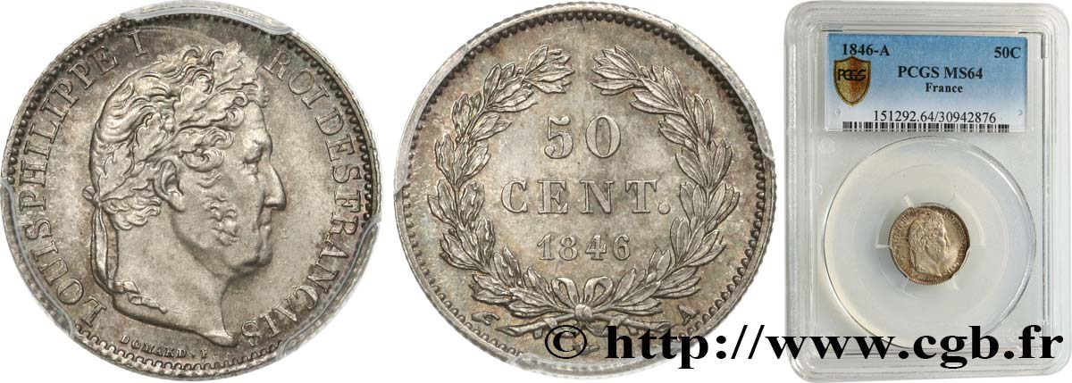 50 centimes Louis-Philippe 1846 Paris F.183/7 SC64 PCGS