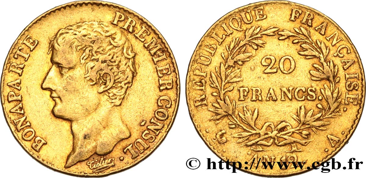 20 francs or Bonaparte Premier Consul 1804 Paris F.510/2 TTB45 