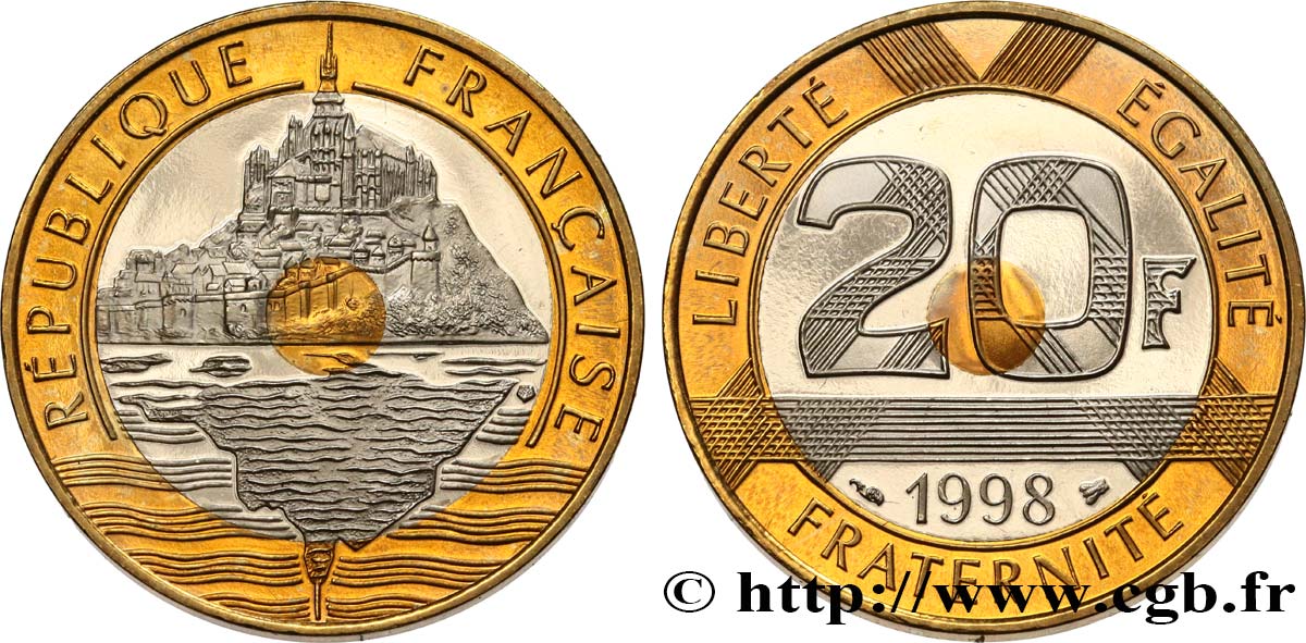 20 francs Mont Saint-Michel, BE (Belle Épreuve) 1998 Pessac F.403/14 var. ST 