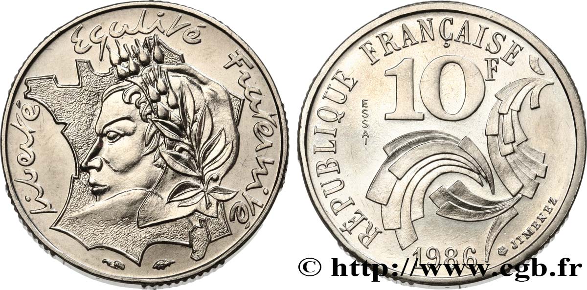 Essai de 10 francs Jimenez 1986 Pessac F.373/1 FDC 