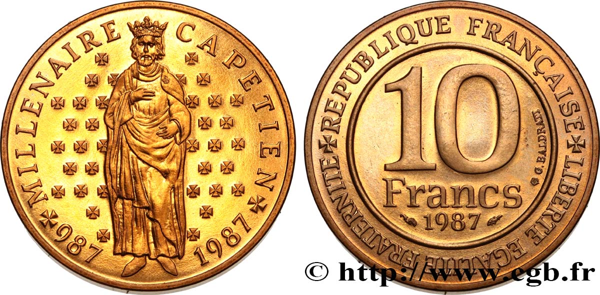 10 francs Millénaire Capétien 1987  F.371/2 SC64 