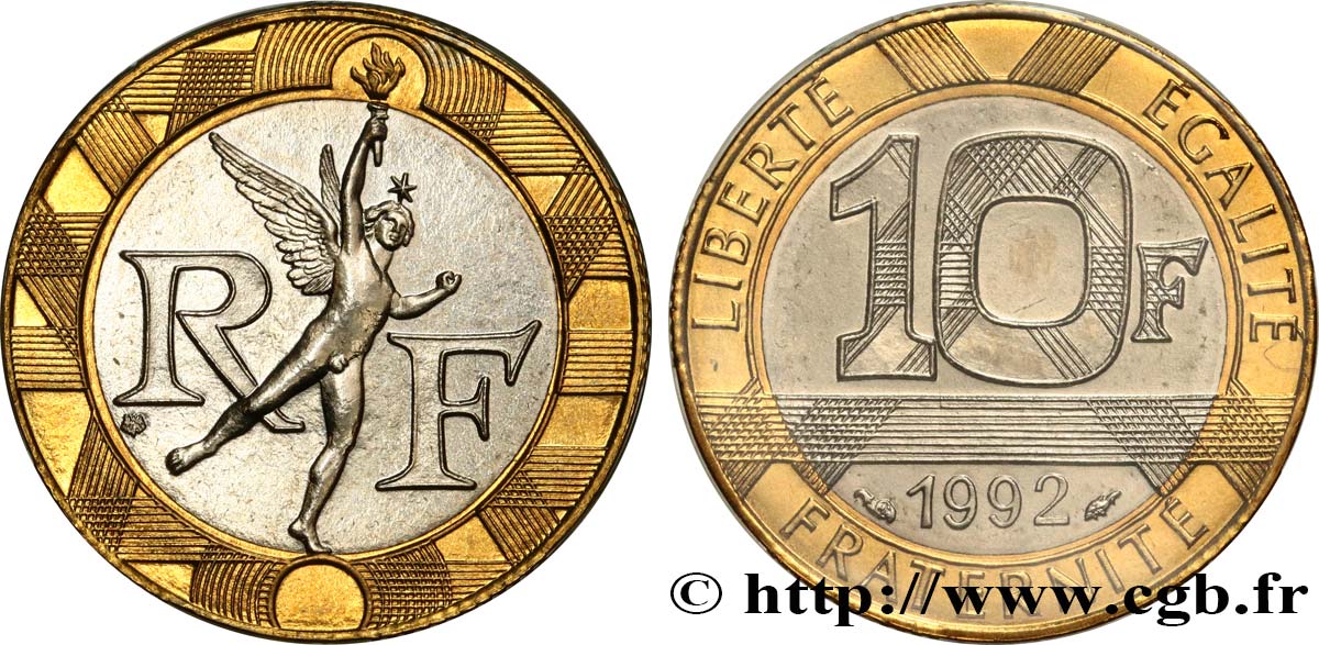 10 francs Génie de la Bastille, (BU) Brillant Universel, frappe médaille 1992 Pessac F.375/9 MS 