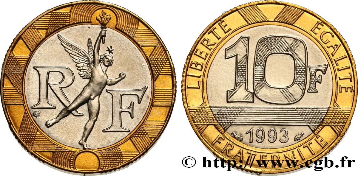 10 francs Génie de la Bastille, (BU) Brillant Universel, frappe médaille 1993 Pessac F.375/10 FDC 