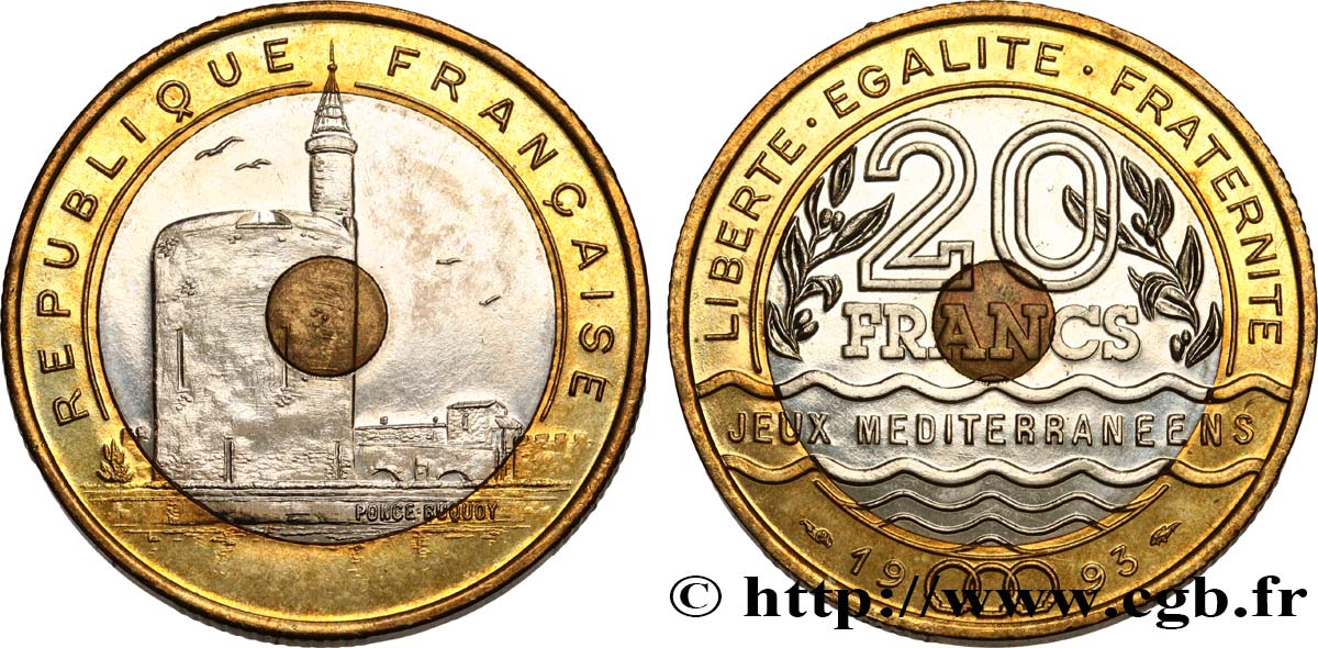 20 francs Jeux Méditerranéens 1993 Pessac F.404/2 MS63 