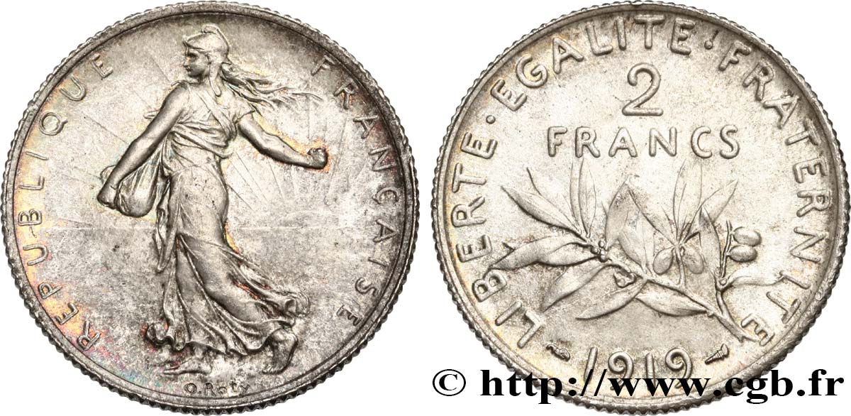 2 francs Semeuse 1919  F.266/21 VZ60 
