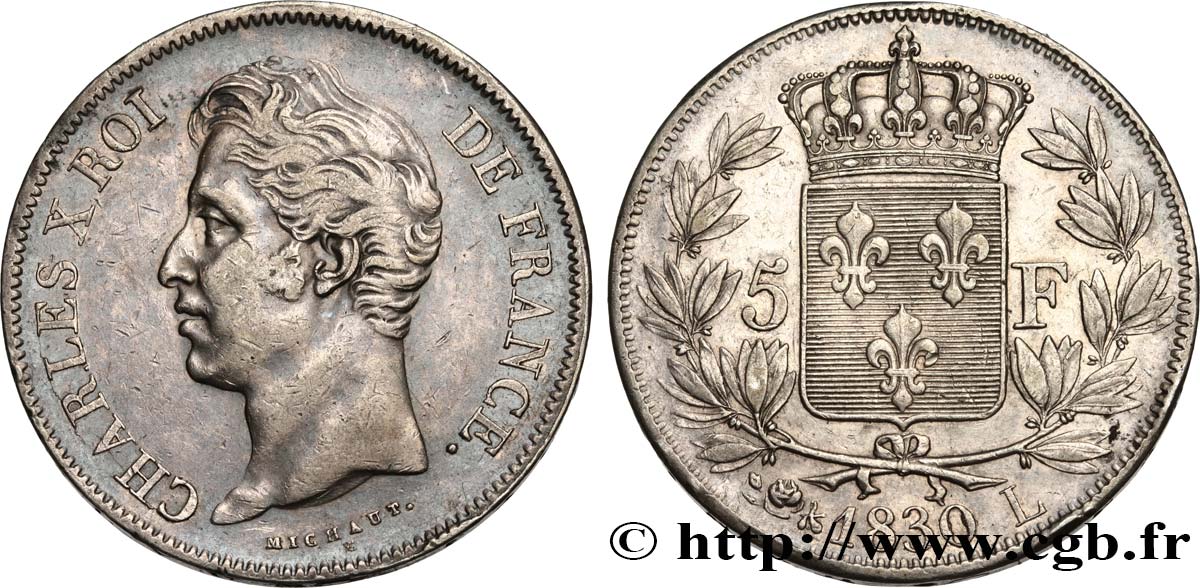 5 francs Charles X, 2e type 1830 Bayonne F.311/47 XF 