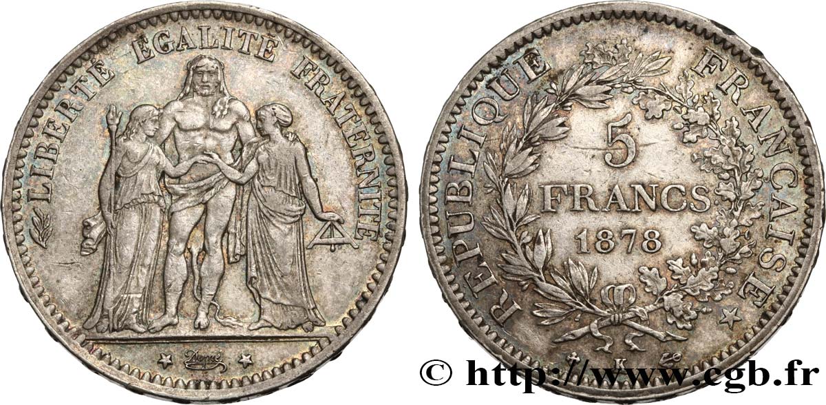 5 francs Hercule 1878 Bordeaux F.334/23 SS45 