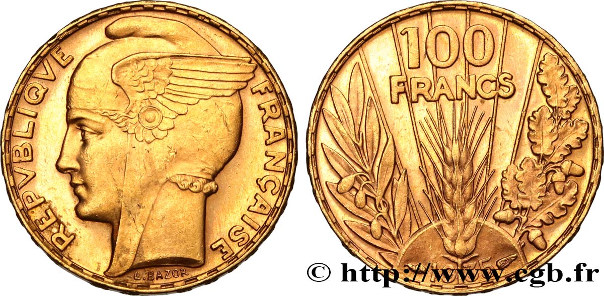 100 francs or, Bazor 1935 Paris F.554/6 SPL61 