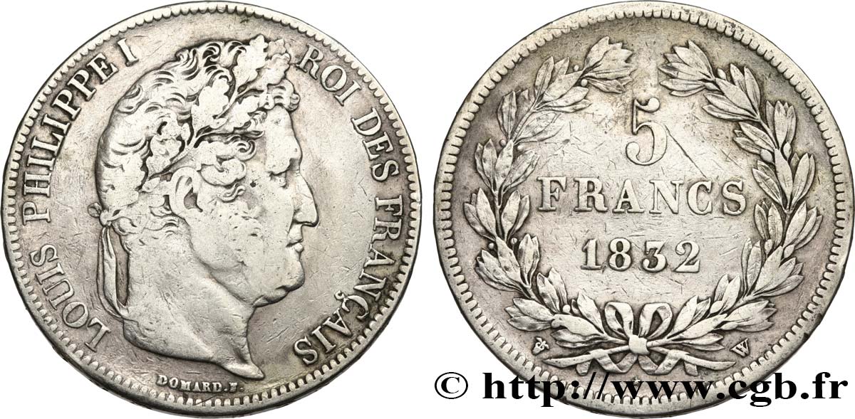 5 francs IIe type Domard 1832 Lille F.324/13 MB20 