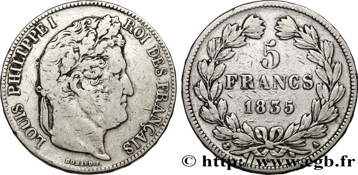 5 francs IIe type Domard 1835 Paris F.324/42 VF 