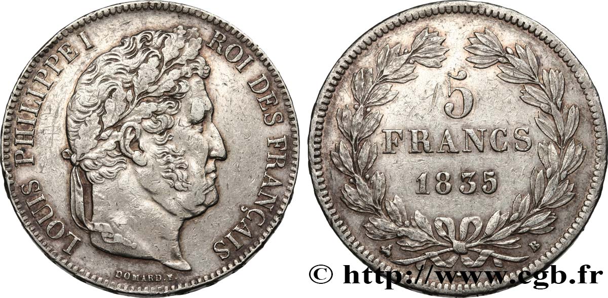 5 francs IIe type Domard 1835 Rouen F.324/43 SS 